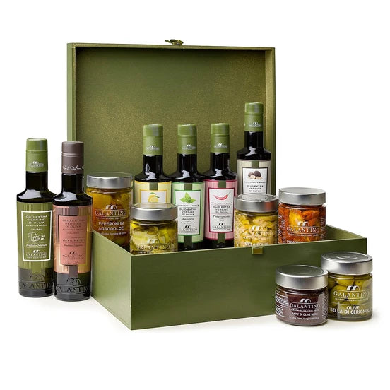 Olivenöl und Antipasti Geschenkbox 12x