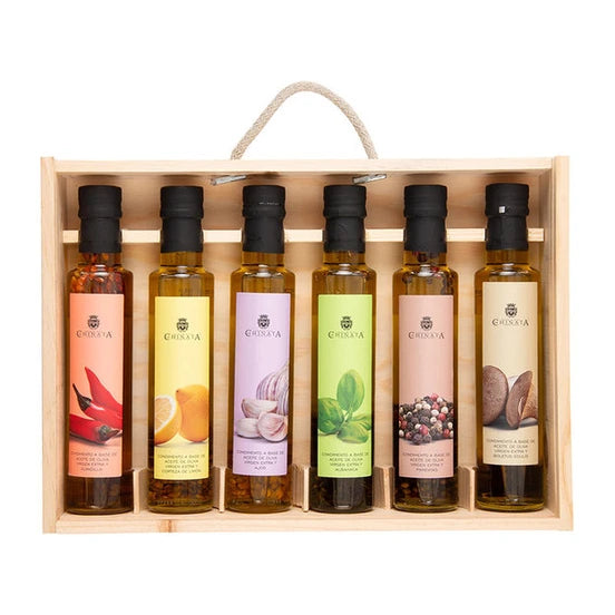 Geschenkset Olivenöl Extra Vergine in Holzkiste 6 x 250ml