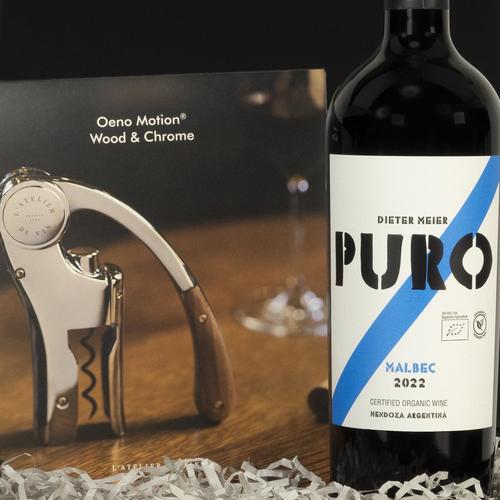 Geschenkset Wein mit Korkenzieher und Puro Malbec