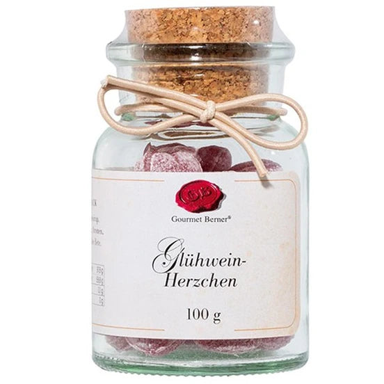 Glühwein-Herzchen im Korkenglas, 100g